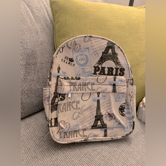 Paris Print Kids Backpack - Gray - Picture 1 of 3